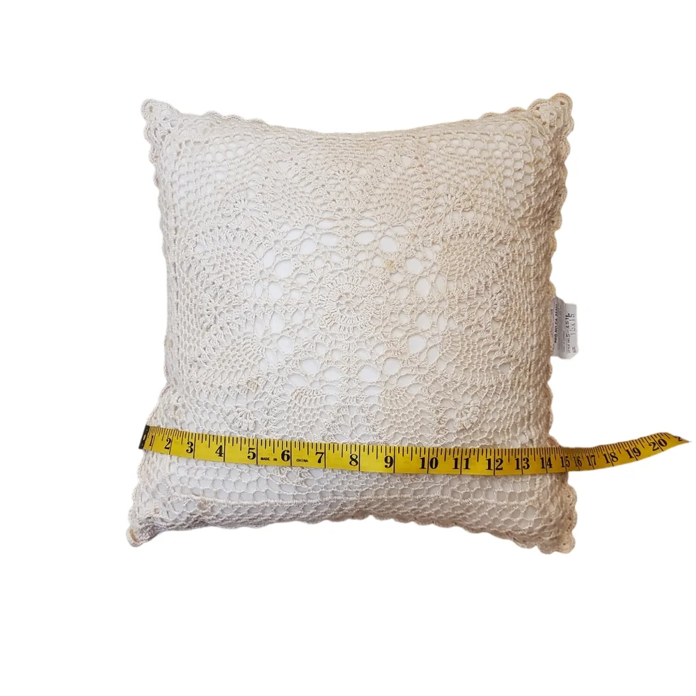 Decorative Ivory Boho Crochet‎ Pillow 15x15